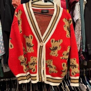 Cider Red Teddy Bear Varsity Jacket
